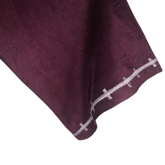 Monoreno Women's Faux Suede Hooded Long Top‎ Burgundy M Embroidered Fringed EUC - Picture 3 of 6